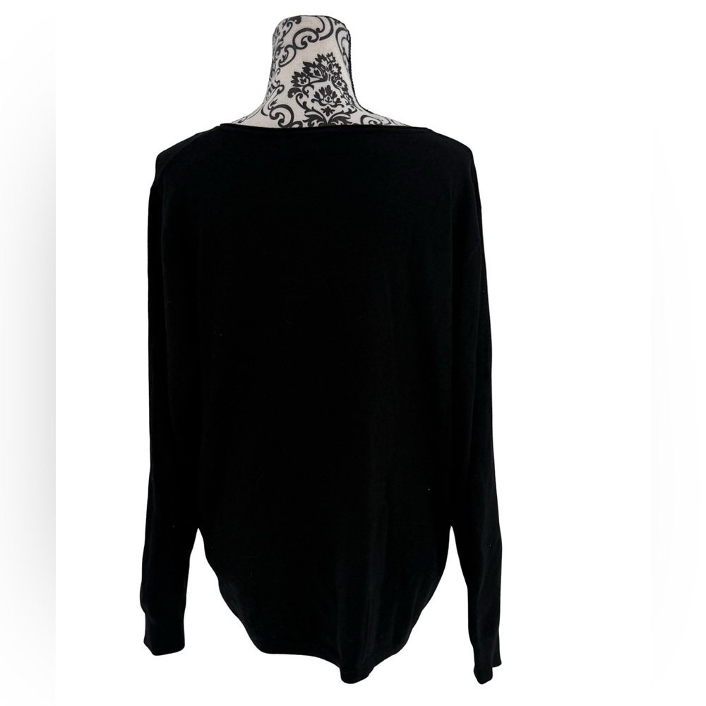 Milano Essential Black V-Neck Sweater 1X Plus Size Soft Lightweight Knit - Picture 4 of 10